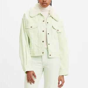 Womens Levi's Baby Baggy Sherpa Meadow Mist Trucker Jean Jacket